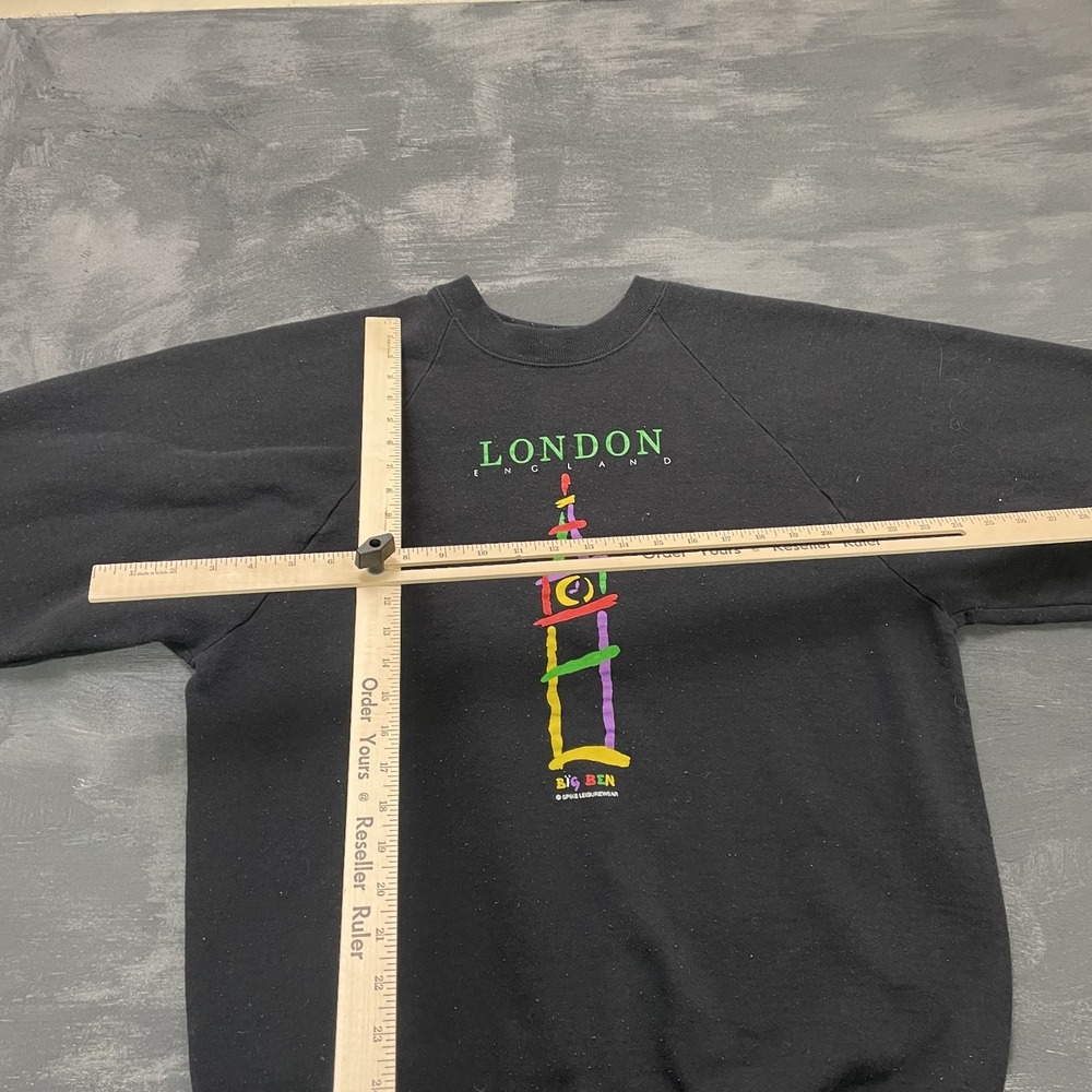 Vintage Big Ben london England sweatshirt mens XL Black 1990s Art world wonder - Picture 7 of 10